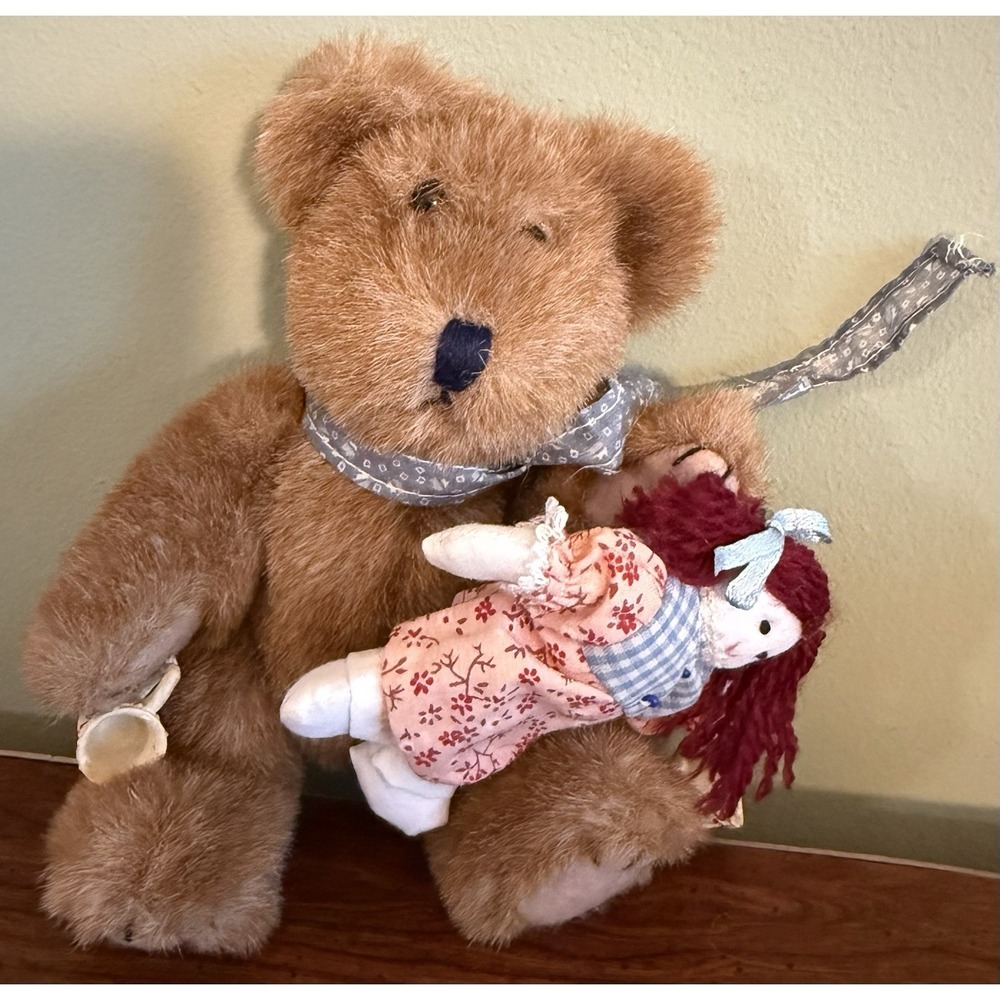 Boyds Bear "Scone" With Rag Doll‎ Tea Cup Spring Tea Jointed Rare 2003